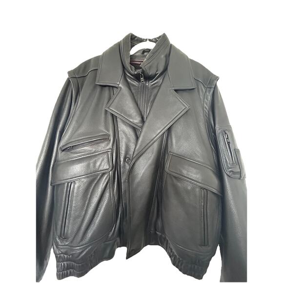 Wilsons Leather Black Bomber Jacket Size XL Vintage 90s Thinsulate Read see pics - Picture 2 of 16